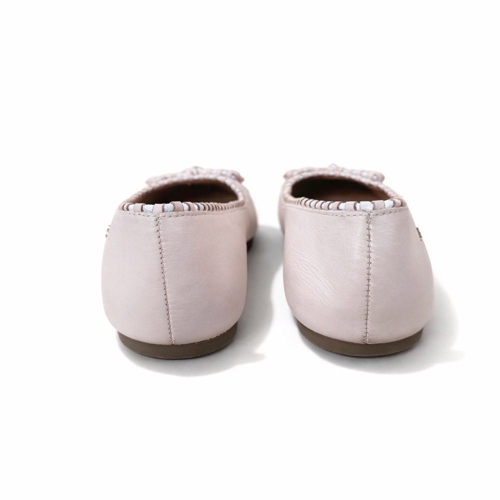 NWOT Raphaella Booz Blush Pink Leather Ballet Flats Bow Stud Trim BR 37/US 8 - Picture 5 of 10